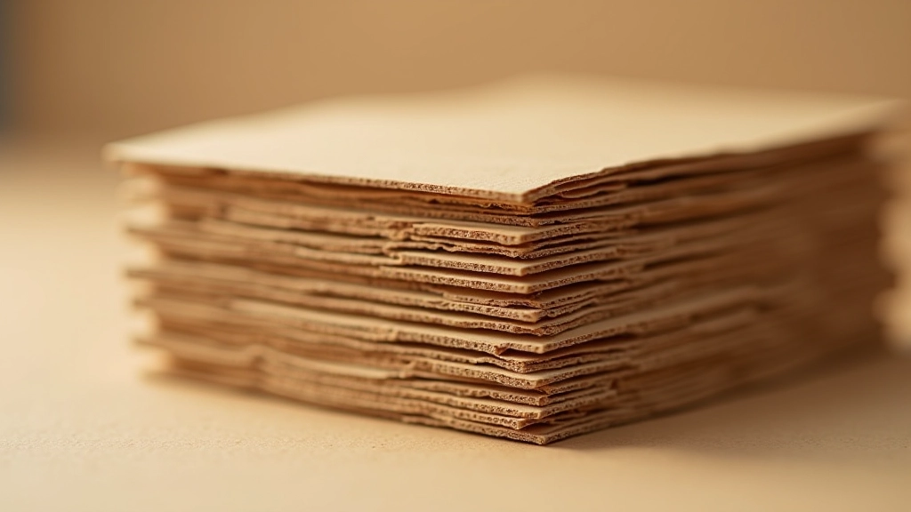 Close-up of corrugated cardboard box edge showing flute structure and material layers