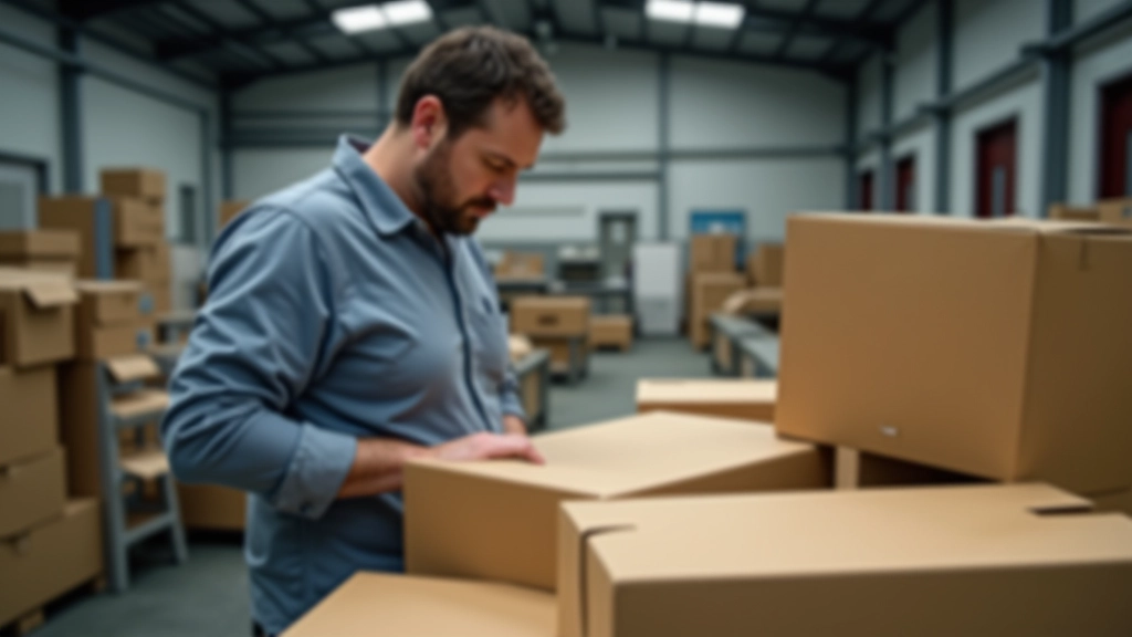 Quality control inspector checking corrugated boxes for structural integrity and print accuracy